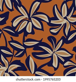 Brown Floral brush strokes seamless pattern background for fashion prints, graphics, backgrounds and crafts