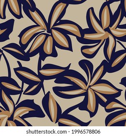 Brown Floral brush strokes seamless pattern background for fashion prints, graphics, backgrounds and crafts