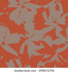 Brown Floral brush strokes seamless pattern background for fashion prints, graphics, backgrounds and crafts