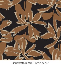 Brown Floral brush strokes seamless pattern background for fashion prints, graphics, backgrounds and crafts