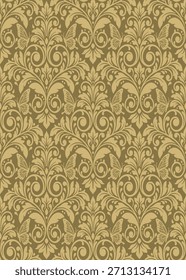 Braune florale Damast nahtlose Muster, elegante Damast Muster Vektor Tapete, klassische Damast Muster Vektor für Wallpaper, Stoff, Branding, Verpackung, Einladungen, Hochzeit, Luxus-Design.