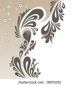 brown floral design