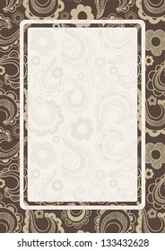 brown floral frame for A4 blank paper
