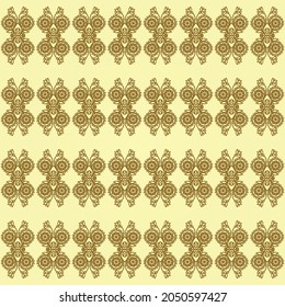 patrón monocromo floral marrón en un fondo amarillo dorado. adorno floral. azulejos de mosaico. diseño interior. plantilla, imprimir.