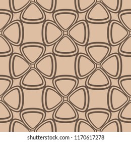 Brown floral ornament on beige background. Seamless pattern for textile and wallpapers