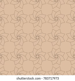 Brown floral ornament on beige background. Seamless pattern for textile and wallpapers