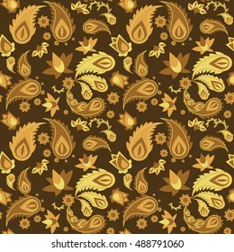 brown floral paisley seamless pattern