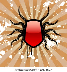 Brown floral placard. Vector illustration.