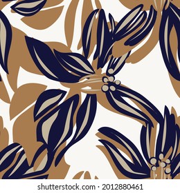 Brown Floral seamless pattern background for fashion textiles, graphics, backgrounds and crafts