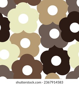 Patrón marrón sin costuras florales con para impresiones de tela, textiles, papel de envoltura de regalo. vector colorido para los niños, estilo plano, pañuelo para la cabeza de impresión, bufanda