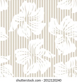 Brown Floral seamless pattern with striped background for fashion textiles and graphics