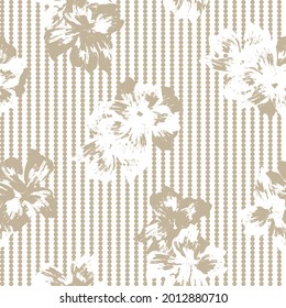 Brown Floral seamless pattern with striped background for fashion textiles and graphics