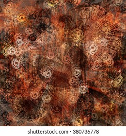 Brown floral seamless tropical pattern. Background for design Boho. With watercolor effect, and spots