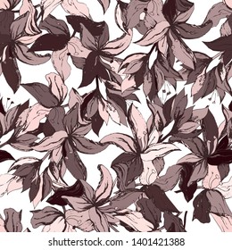 Brown floral textile pattern. Endless texture for your design, tiles and fabrics.