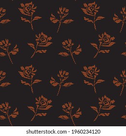 Brown Floral tropical botanical seamless pattern dotted background for fashion textiles and graphics