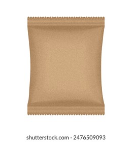 Brown flow pack or pouch with kraft paper texture. Coffee, tea or candy packaging.	Eco packaging mockup