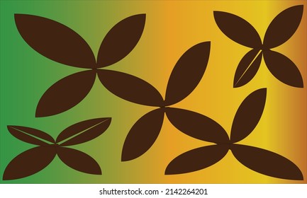 brown flower background and green, yellow pattern