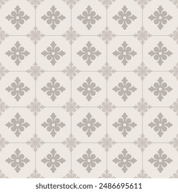 brown flower, cement tiles, cute pattern, decorative seamless background