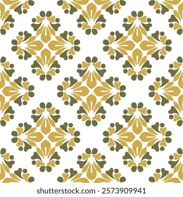 Brown flower ikat seamless pattern with decorative elements. Can be used for wallpaper, pattern fills, ceramic pottery, tiles, backgrounds, and surface textures.