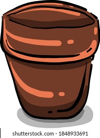 Brown flower pot, illustration, vector on white background