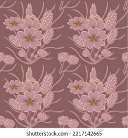 The brown flowers are abstract biryers along the lines.