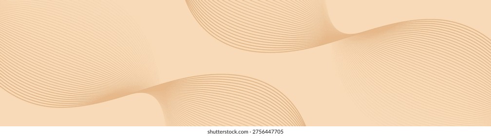 Brown flowing wave lines abstract vector background, modern UI design template for website banner or app interface