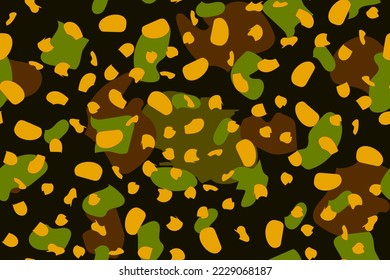 Brown Fluid Ink. Graffiti Fur. Green Animal Splash. Dirty Blob. Autumn Blob. African Spatter. Abstract Ink Pattern. Memphis Dot Background. Liquid Paint Fall. Seamless Print Texture. Autumn Shape.