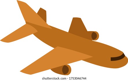 Avión volante marrón, ilustración, vector sobre fondo blanco