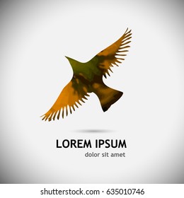 brown flying bird. Vector