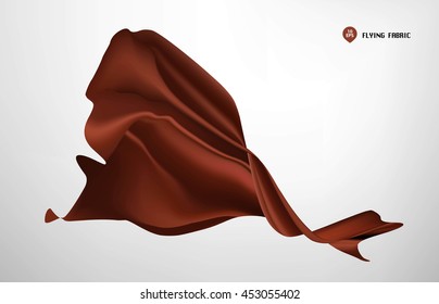 Brown flying silk fabric on white background for grand opening ceremony or other occasion