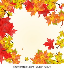 Brown Foliage Background BeigeVector. Leaf Pattern Frame. Green Forest Leaves. Wallpaper Plant Design.