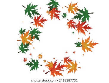 Brown Foliage Background White Vector. Floral Forest Pattern. Golden Decoration. November Design. Green Plant Beautiful.