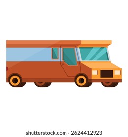 Brown food truck offering street food near office buildings
