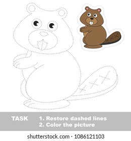 Brown Forest Beaver. Dot to dot educational game for kids.