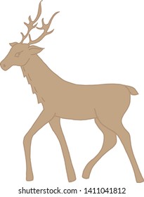 brown forest deer on a white background. Vector for the design of posters, journals, postcards.
