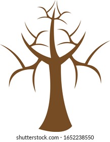 tronco de árbol marrón con patrones misteriosos ramas nítidas fauna y el concepto de medio ambiente logo para el diseño Planta sobre fondo blanco