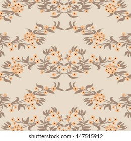 brown forget-me-not festoon-like seamless pattern