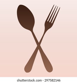 Brown fork and spoon 