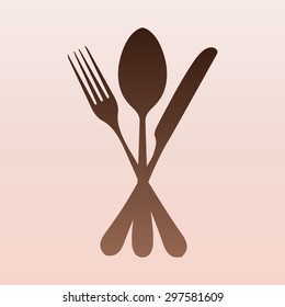Brown fork spoon knife
