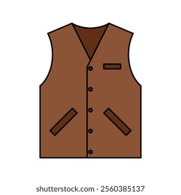 Brown Formal Vest, A sleek brown vest with sharp edges, often worn for formal or semi-formal occasions.