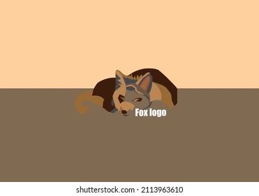brown fox logo sleeping in the forest