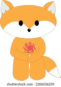 Brown fox on white background