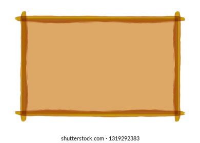 brown frame art line watercolor style for banner background and copy space, brown art line banner frame, brown art line frame in hand drawn style, border brown and white of frame background (vector)