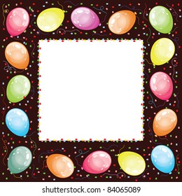 Brown frame with balloons,vector