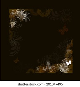 brown frame on a vintage background. Vector 