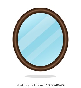A brown frame on the wall or a mirror. vector isolated on white background