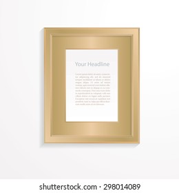 Brown frame on wall vector illustration.