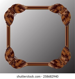 brown frame vector on wall. 