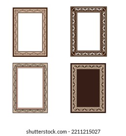 Brown frame with wavy line set. Fashion decorative graphic design. Modern decoration to stylish frame. Colorful template for prints, vignette, photograph,banner , blank. Design element. illustration