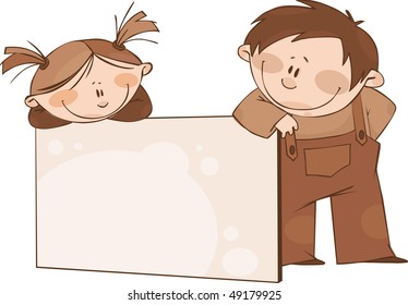 Brown framework with funny kids